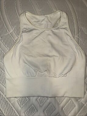 White Lululemon racerback sports bra, long line
